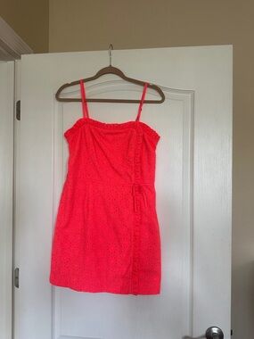Lilly Pulitzer Jesse Coral Pink Eyelet Spaghetti Strap romper